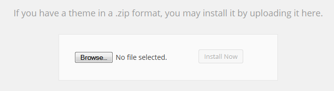 Uploading theme Uploading the WordPress theme
